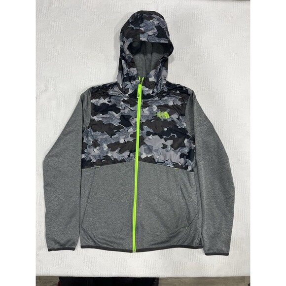 The North Face Boys Zip up Light Weight Jacket Hoodie Size XL 18/20 Gray Camo - Picture 1 of 5